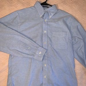 Lands End Button Down Oxford Blue Dress Shirt